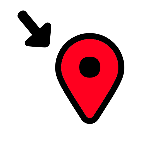 a black arrow pointing to a location marker.